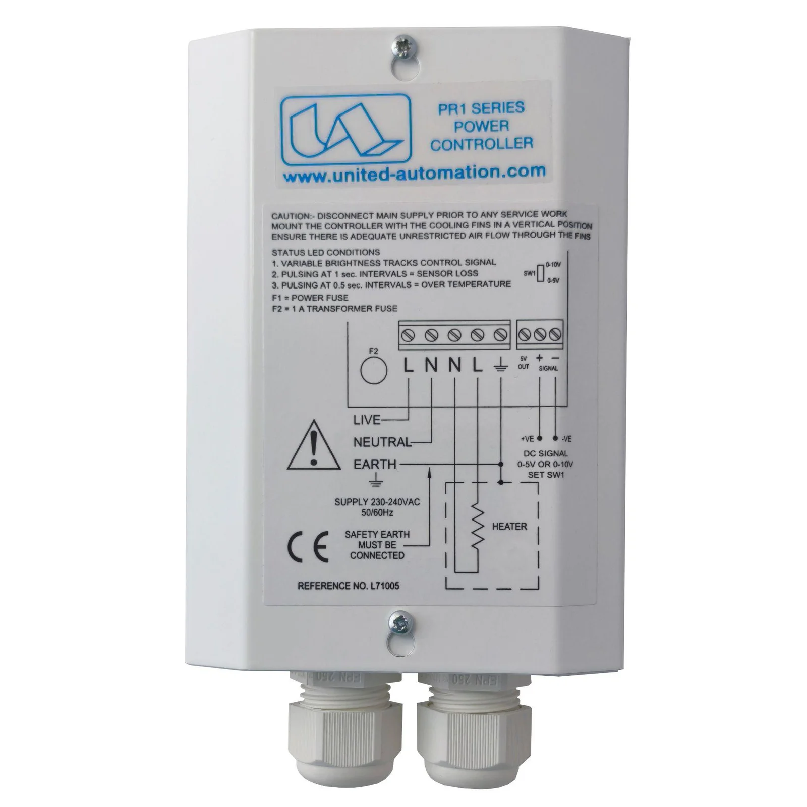 United Automation PR1-E 1.5KW PR1-E-1.5kW | 6.3A Single-Phase Burst Fire CONTROLLER | 230V